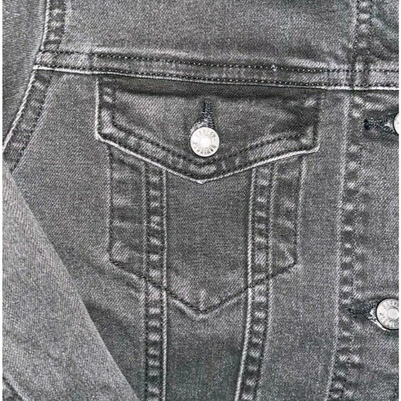 HARLEY DAVIDSON EMBROIDERED WOMEN'S SILVER WING LIGHT INDIGO DENIM JACKET LARGE - Picture 5 of 8